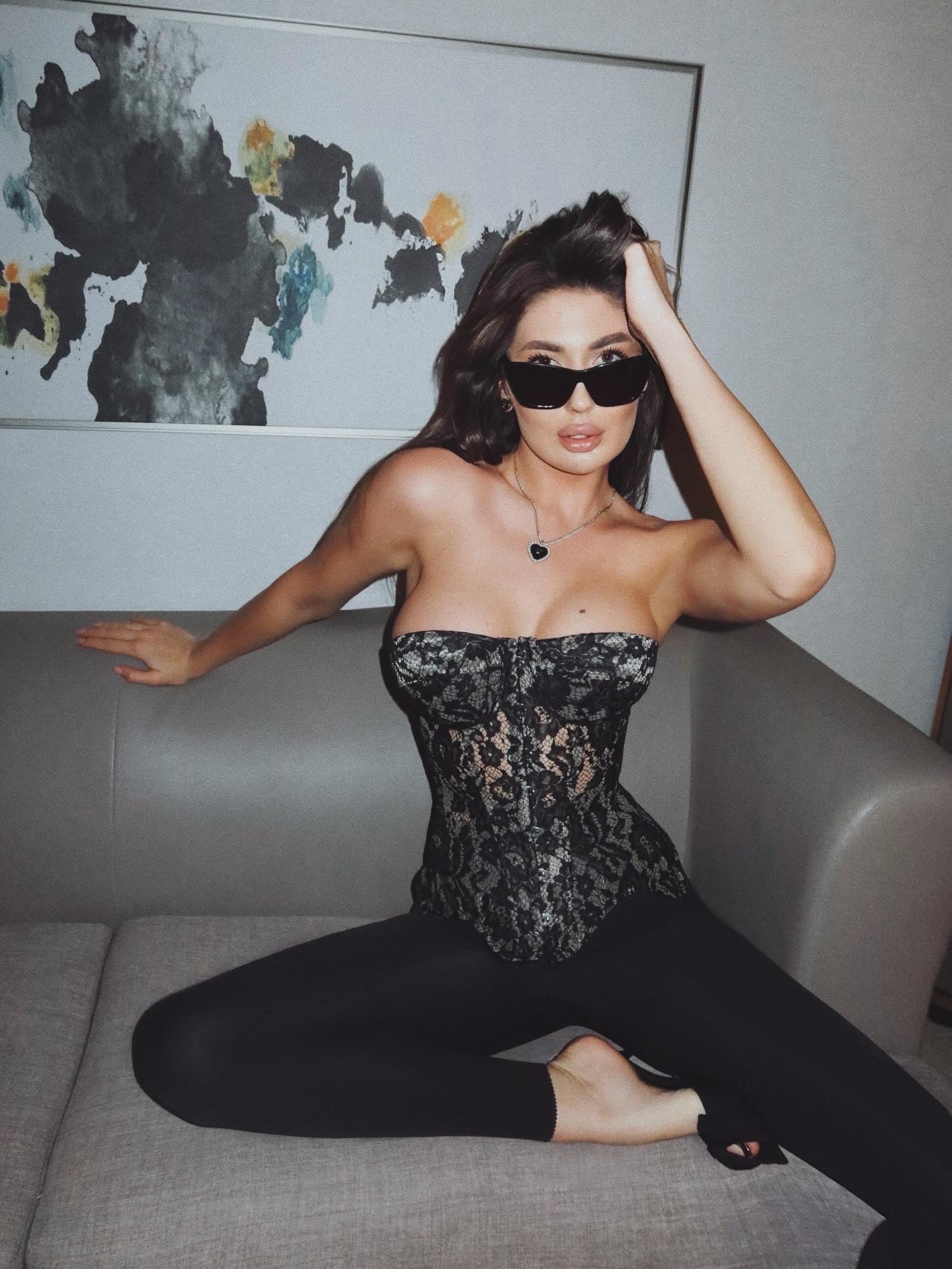 Чорний корсет Lina Lace із застібками